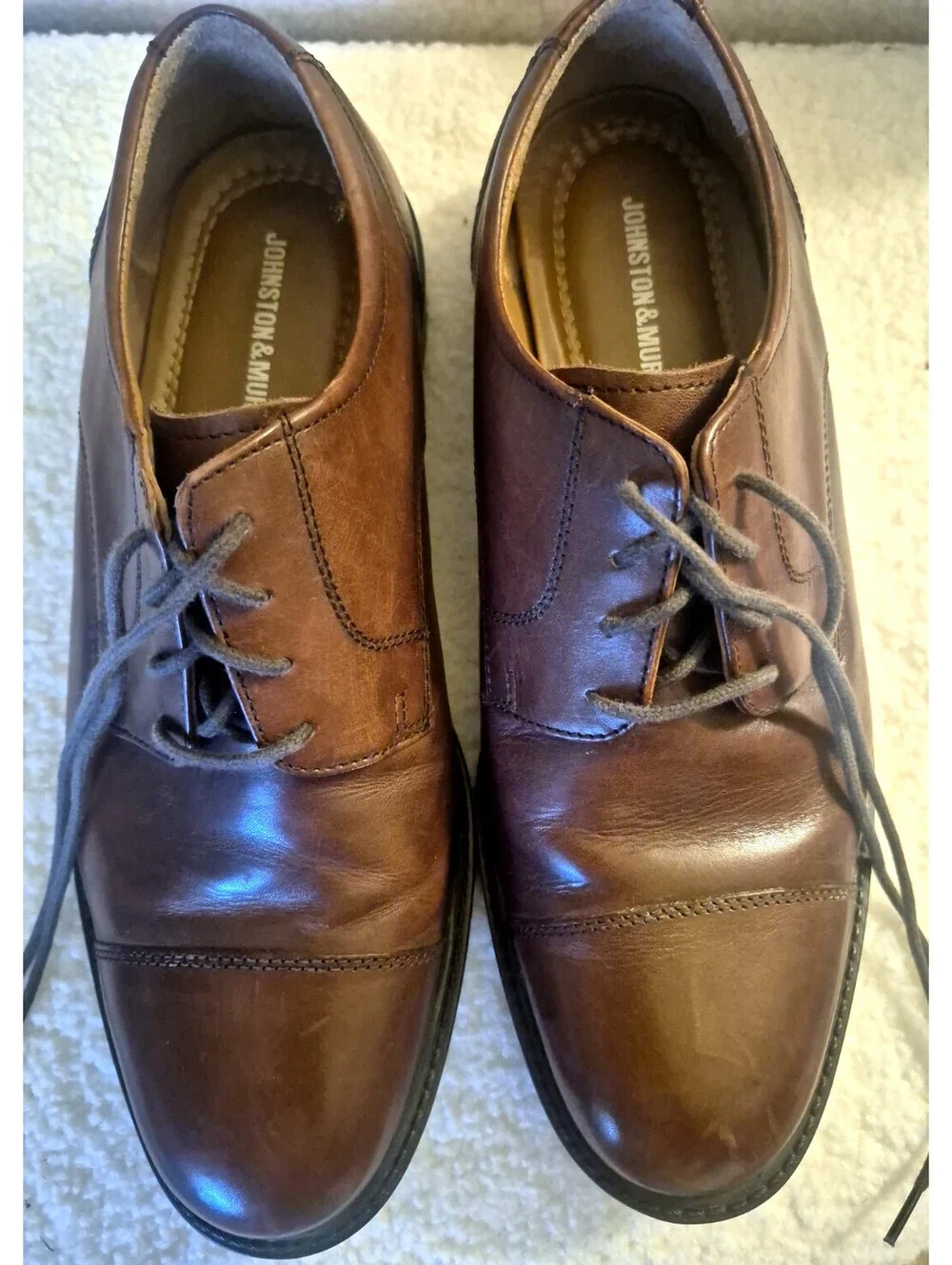 Johnston & Murphy TABOR Cap Toe Brown Leather 20-1863 Dress Shoes - Size 10 M